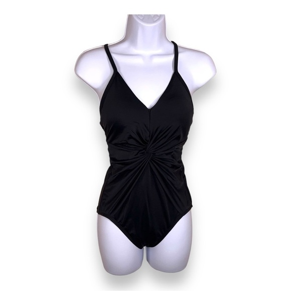 SMALL RETRO BLACK SWIMSUIT RETRO PINUP CLASSIC ONE PIECE - Picture 1 of 11